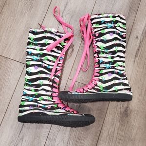 Girls Justice size 5 hightop neon sneakers